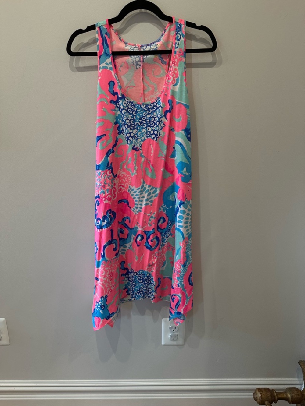 Lilly Pulitzer Neon Pink & Aqua Patterned Tank Dress